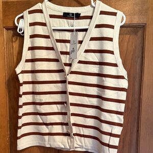 Lillyusory Women's Tan and Cream Striped vest